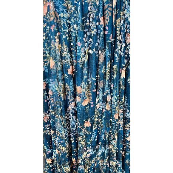 Mac Duggal Teal Floral Bling Cut Out Gown 0 - Picture 13 of 15